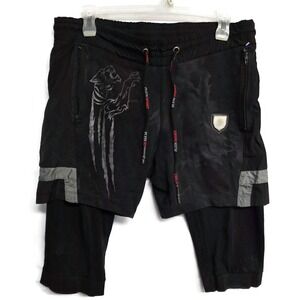 Plein Sport Equipment Mens Layered Athletic Compression Shorts Black Tiger